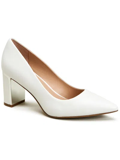 Alfani Jensonn Womens Leather Pointed Toe Dress Heels In White