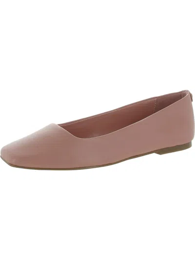 Calvin Klein Nyta Womens Leather Square Toe Ballet Flats In Beige