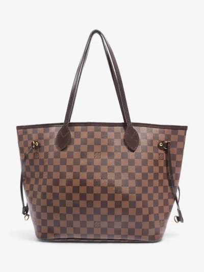 Pre-owned Louis Vuitton Neverfull Damier Ebene Coated Canvas Tote Bag In Gold