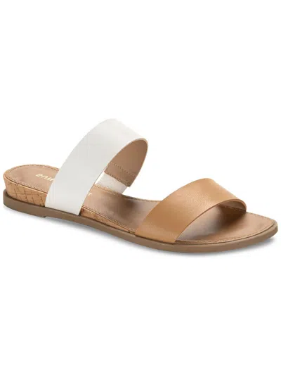 Sun + Stone Easten Womens Faux Leather Flat Slide Sandals In White