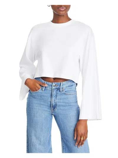 Frame Womens Cropped Bell Sleeve Pullover Top In White
