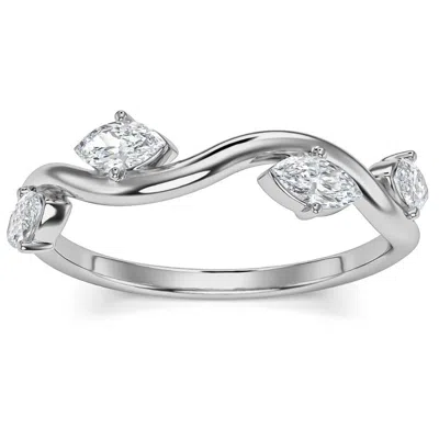 Pompeii3 1/2ct Marquise Diamond Wedding Vine Stackable Ring In White Yellow Or Rose Gold In Multi