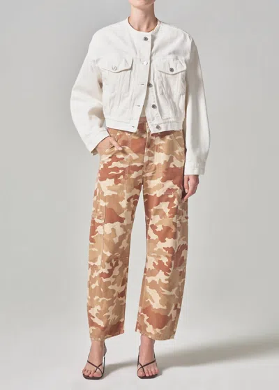 Citizens Of Humanity Marcelle Low Slung Easy Cargo Pant In Sand Camo In Brown