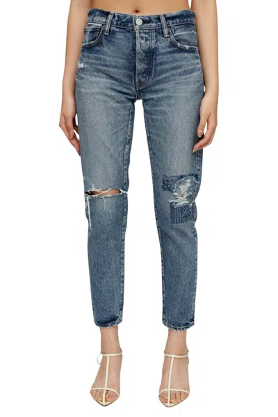 Moussy Mv Monroe Tapered Mid Jean In Blue