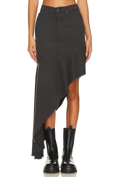 Mother Asymmetric Denim Skirt In Black