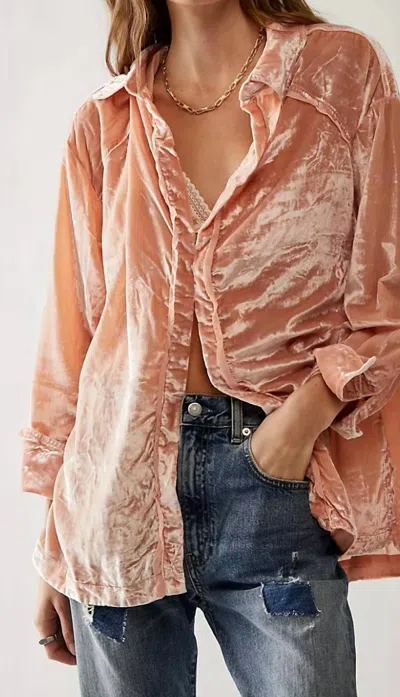 Free People Marianne Velvet Shirt In Sun Blush In Multi