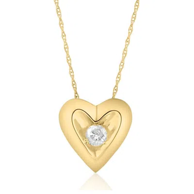 Pompeii3 1/5ct Round Diamond Necklace Heart Shaped Pendant In 10k White Or Yellow Gold In Multi