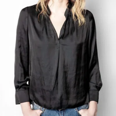 Zadig & Voltaire Tink Satin Long Sleeve Shirt In Black