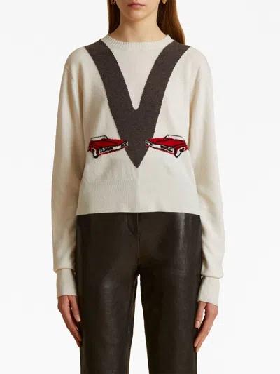 Khaite Mavis Sweater In Ivory/multi