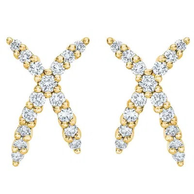 Pompeii3 1/2ct T. W. Diamond Fashion Women's X Shape Lab Grown Earrings 10k Gold Studs