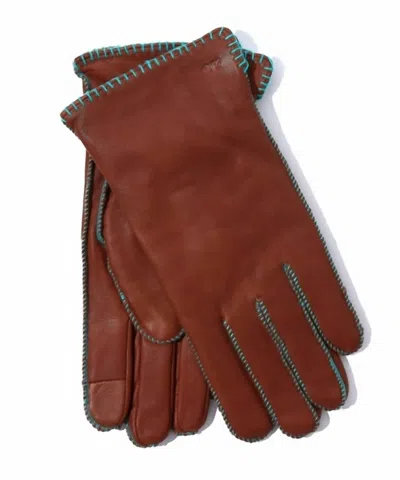 Echo Women's Stitched Leather Gloves In Chestnut In Pink