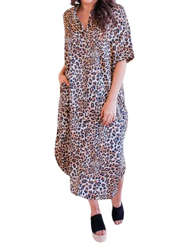 Ellison Pier Bliss Midi Dress In Leopard In Multi