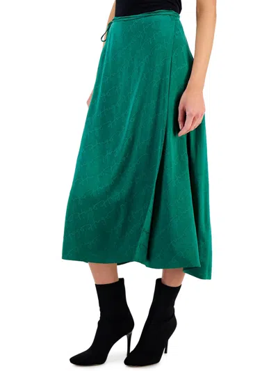 Hugo Boss Womens Logo Cotton Wrap Skirt In Green