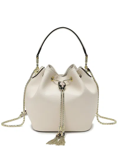 Tiffany & Fred Paris Leather Drawstring Bag In White