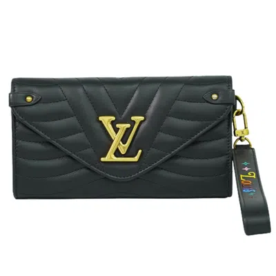Pre-owned Louis Vuitton New Wave Leather Wallet () In Black