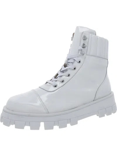 Schutz Womens Patent Combat & Lace-up Boots In White