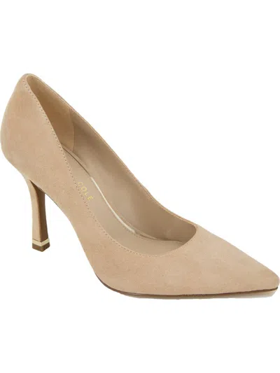 Kenneth Cole New York Romi Womens Suede Flared Heel Pumps In Buff