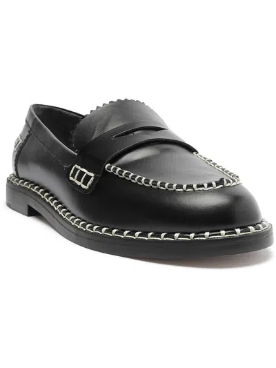 Schutz Christie Womens Leather Slip-on Loafers In Black