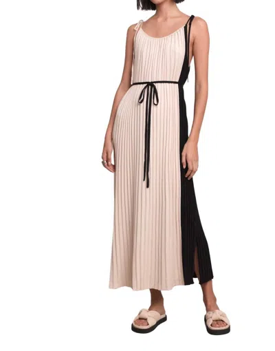 Eleven Six Simone Pleated Midi Dress In Ivory And Black In Multi
