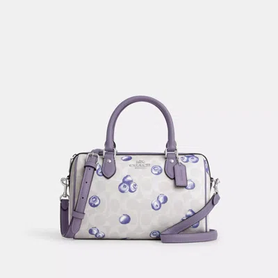 Coach Outlet Rowan Satchel Bag In Signature Canvas With Blueberry Print In Purple