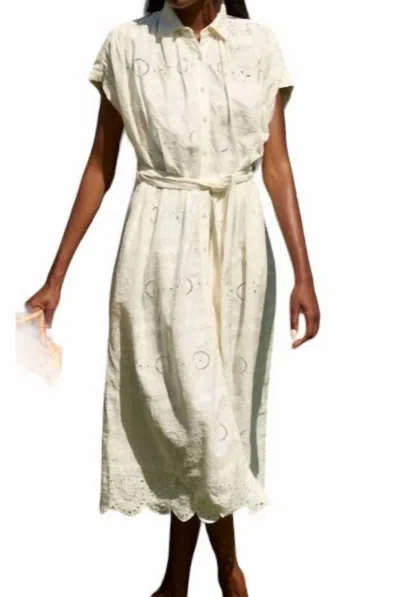 Carolina K Valerie Collared Midi Kaftan Dress In Gardenia In White