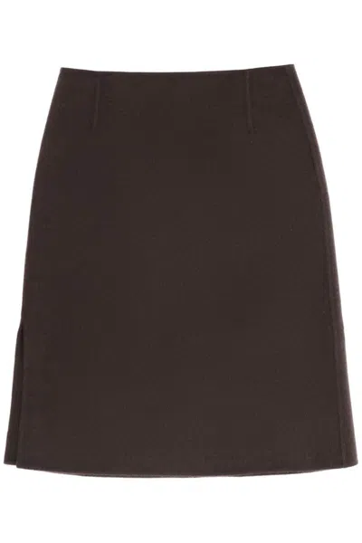 Totême Pencil Skirt In Double Wool In Marrone