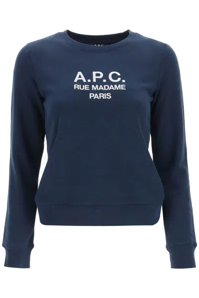 Apc Tina Sweatshirt With Embroidered Logo In Blu