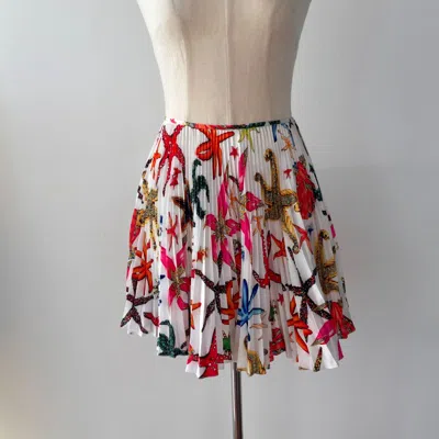 Pre-owned Versace Pleated Sea Print Mini Pleated Skirt