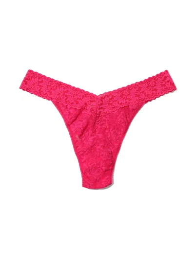 Hanky Panky Plus Size Signature Lace Original Rise Thong In Pink