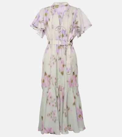 Dorothee Schumacher Blooming Volumes Floral Cotton Midi Dress In Neutral