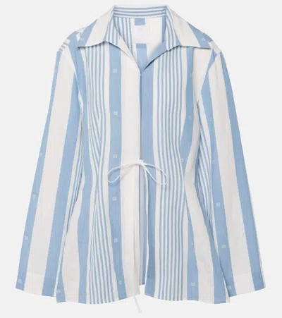 Givenchy 4g Striped Cotton And Linen Shirt In Blue