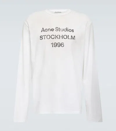 Acne Studios Logo Distressed Jersey T-shirt In Burgundy