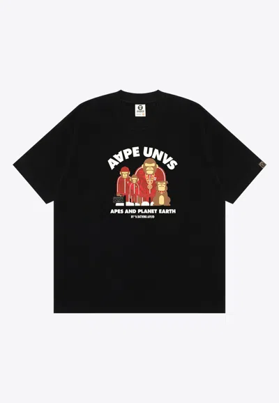 Aape Unvs Crewneck T-shirt In Black