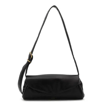 Jil Sander Large Cannolo Foldover Top Shoulder Bag In Black