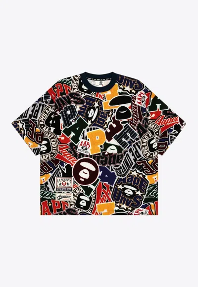 Aape All-over Logo Crewneck T-shirt In Multicolor