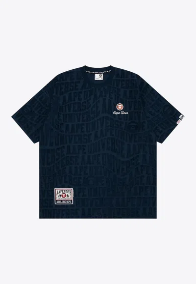 Aape All-over Logo-embossed T-shirt In Navy