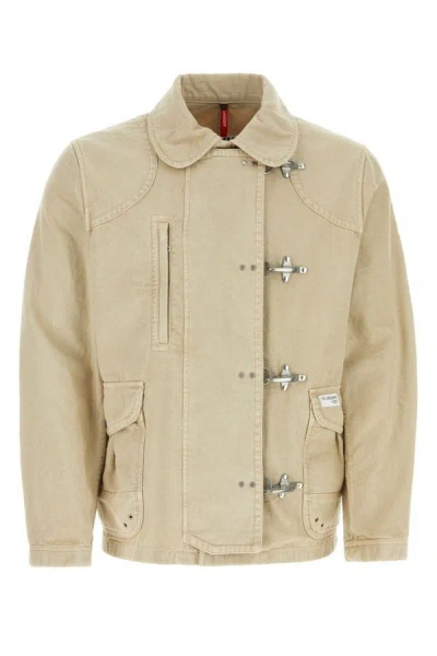 Fay Man Sand Cotton Jacket In Brown