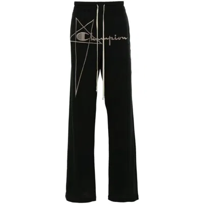 Rick Owens X Champion Dietrich Logo-embroidered Track Trousers In Black