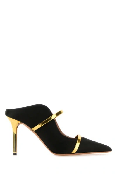 Malone Souliers Maureen 70mm Mules In Black And Gold In Negro