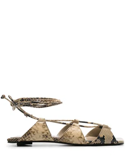 Attico The  Low Sandal With Animal Motif In Beige