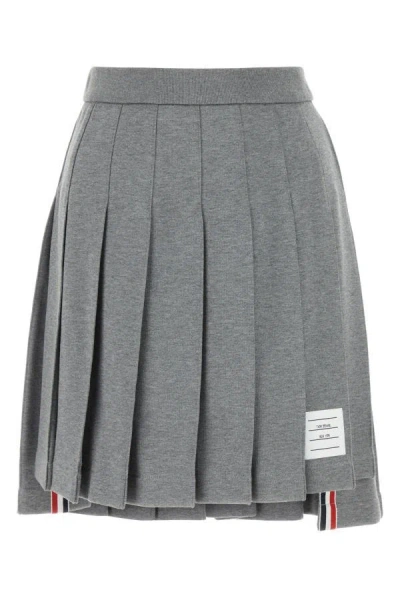 Thom Browne Woman Grey Cotton Mini Skirt In Gray