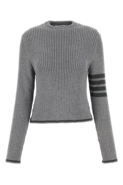 Thom Browne Woman Grey Wool Sweater In Gray