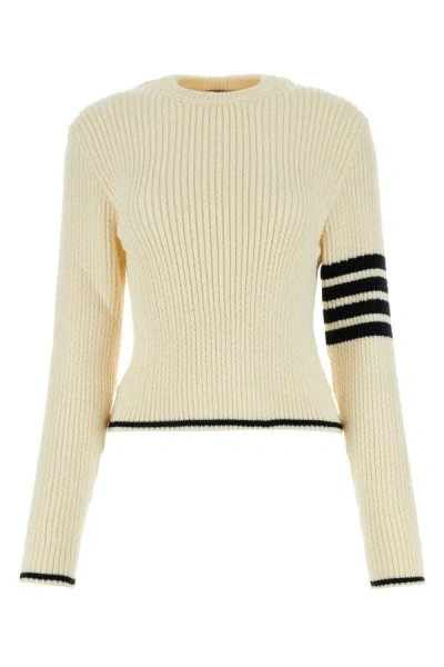 Thom Browne Woman Ivory Wool Sweater In White