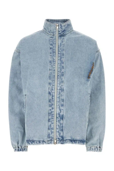 Y/project Denim Jacket With Zip In Blue