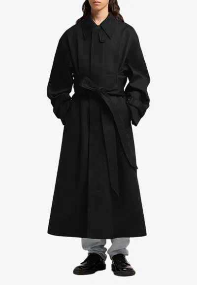 Ami Alexandre Mattiussi Belted Cotton Trench Coat In Black