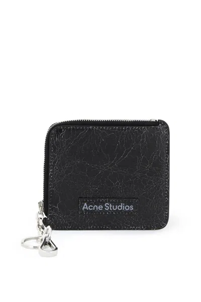 Acne Studios Cracked Leather Wallet With Distressed In Nero