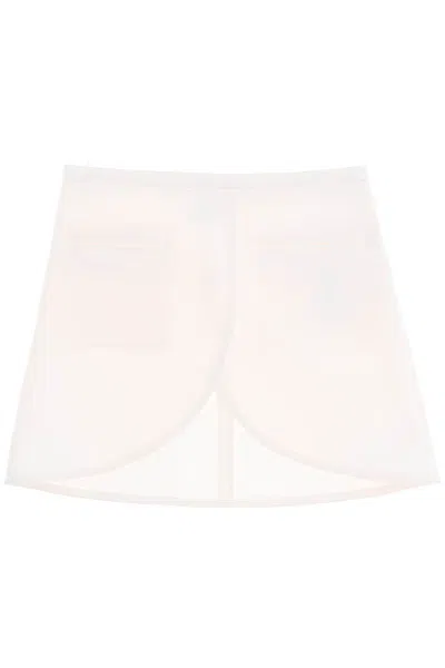 Courrèges Ellipse Twill Mini Skirt In In Bianco
