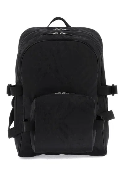 Burberry Ered Jacquard Backpack In Nero