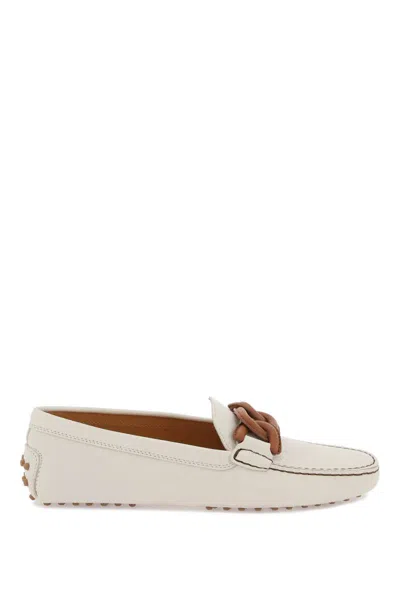 Tod's Logo Detailed Slip-on Loafers In Bianco