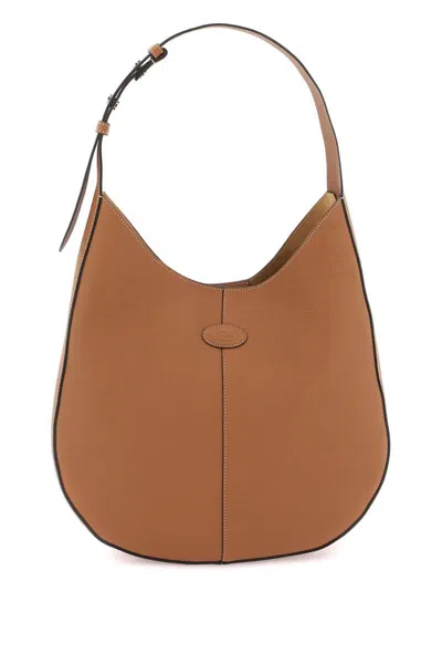 Tod's Tods Small Leather Hobo Shoulder Bag In Marrone